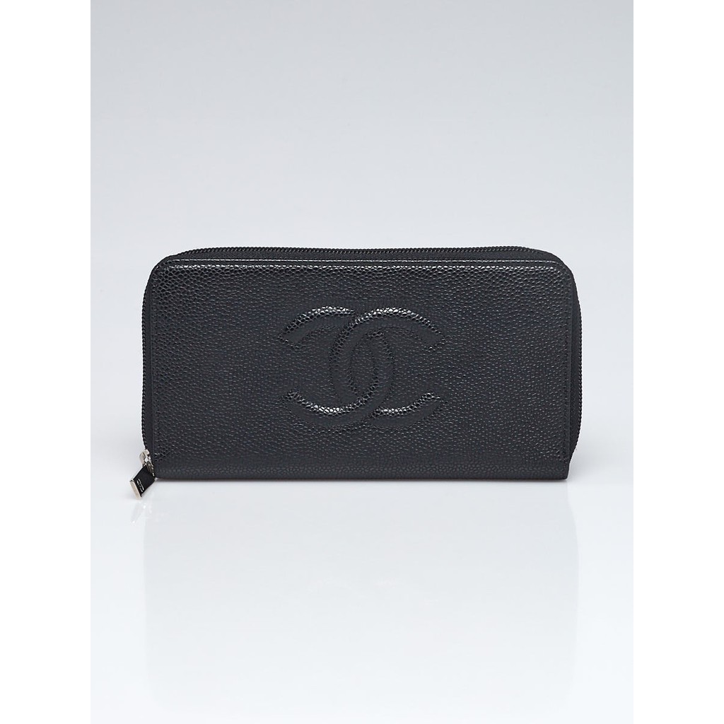 Chanel Zippy Wallet กระเป่าสตางค์แบบยาว Chanel Black Caviar Leather Timeless L-Gusset Zippy Wallet