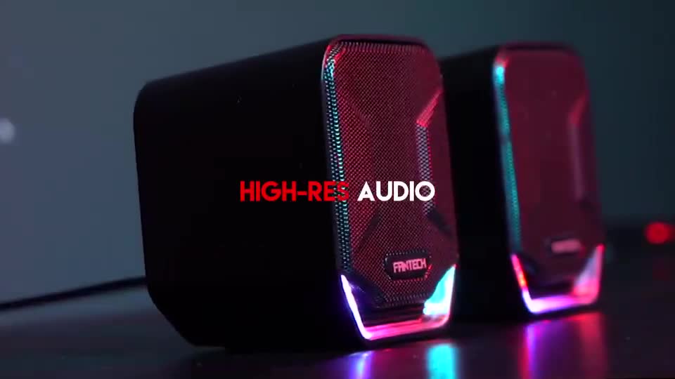 Cool สุดๆ FANTECH GS202 SONAR ลำโพงเกมมิ่ง RGB Gaming Speaker Stereo มีไฟแบบ RGB พร้อมสายปรับระดับเสียง ชอบสั่งเลย