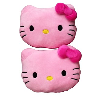 ผ้า หมอนรองคอในรถ ลาย#KITTYสีชมพู แพ๊คคู่