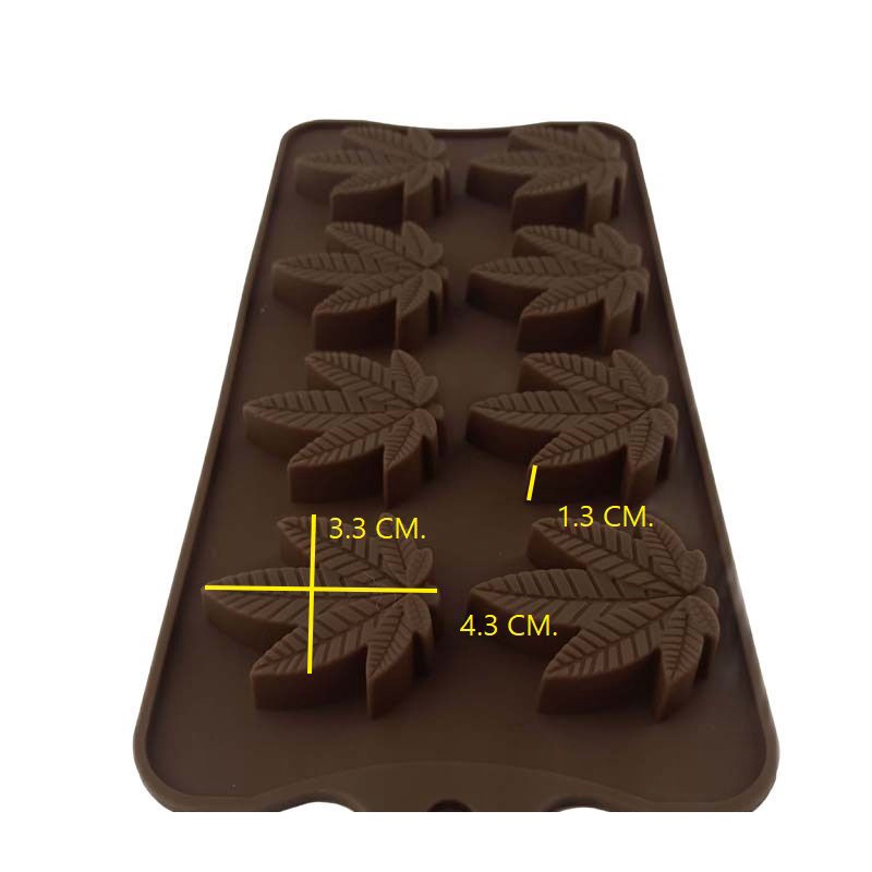 แม่พิมพ์สบู่ ซิลิโคน 8 ช่อง 10 กรัม รูปทรงกัญชา1ช่อง : 4.3 * 3.3 * 1.3 CM ใช้ทำบล็อก ขนม ทำสบู่ก้อน ซิลิโคน ทนความร้อน