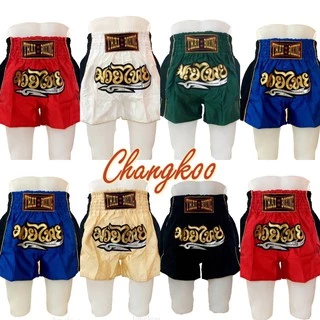 1800 กางเกงมวยไทยผู้ใหญ่ ผ้าซาติน งานปักอักษรสีทอง