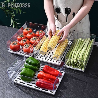 B_pluto326 Refrigerator Storage Box Holder with Draining Plate Fruit Container Preservation