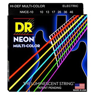 DR Strings สายกีตาร์ไฟฟ้า แบบเรืองแสง เบอร์ 10 สายเคลือบ สีรุ้ง รุ่น NMCE-10 (Medium, 10-46) ** Made in USA **