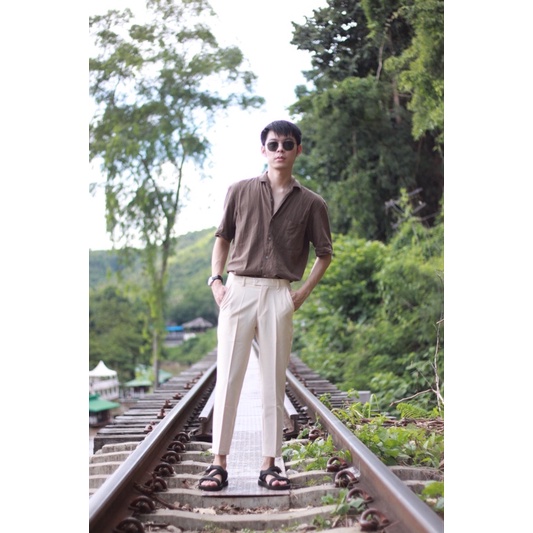 กางเกงขายาวผู้ชาย กางเกงขาเต่อห้าส่วน ทรงสแล็ค เนื้อผ้านิ่มใส่สบาย คุณภาพดี A1 - รูปที่ 7