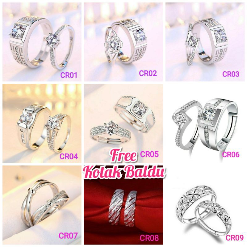Cincin คู่เงิน S925 ฟรี Kotak Baldu
