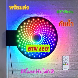 ไฟหมุนหน้าร้านเสริมสวยLED 7สี RGB 49cm กันน้ำ กันแดด (มีรีโมทปรับได้7สี)