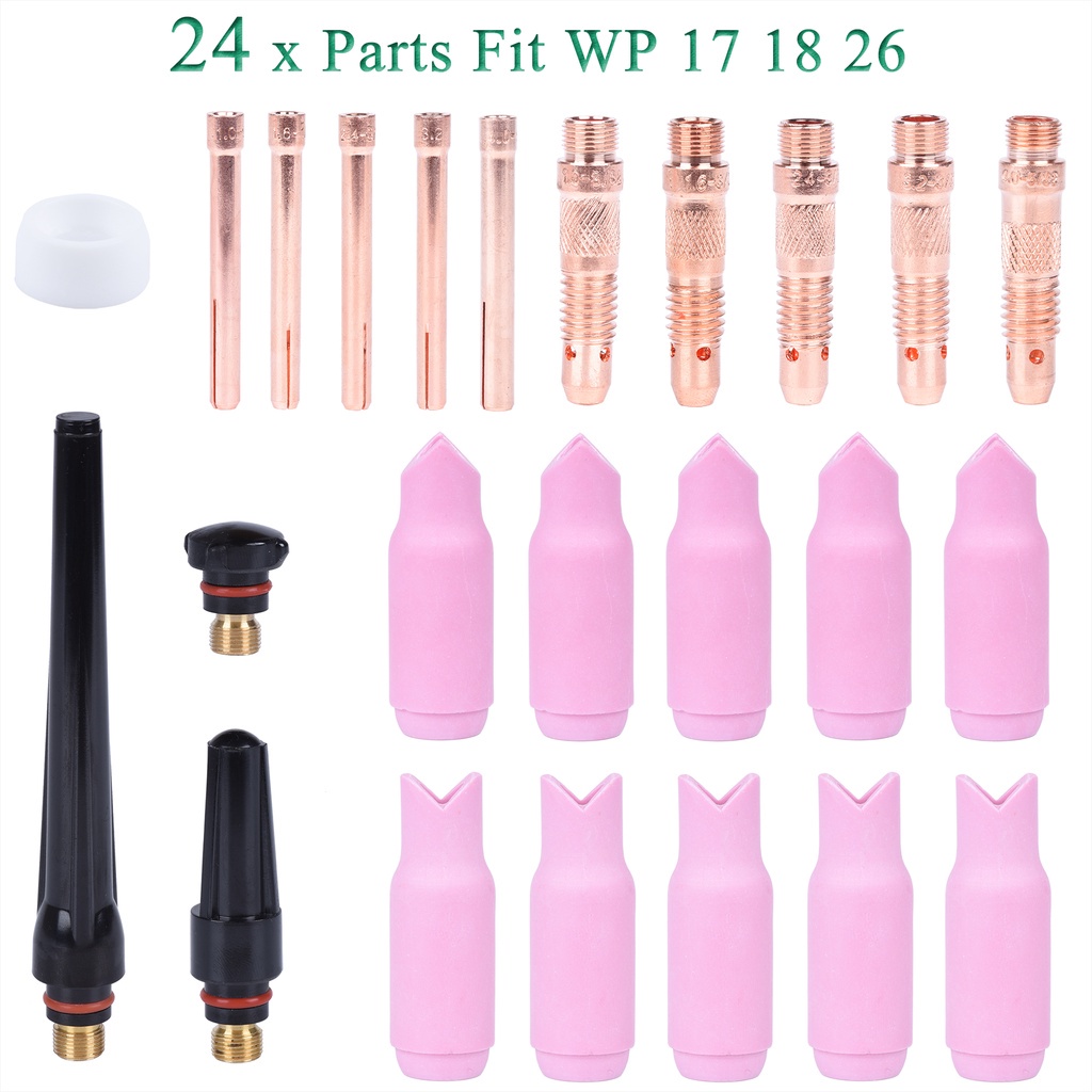 24 ชิ้นไฟฉายเชื่อม TIG ภายในนอกมุมเลนส์แก๊สสําหรับ WP18 WP26 TIG กลับหมวก Bodi Collections อะไหล่ชุด