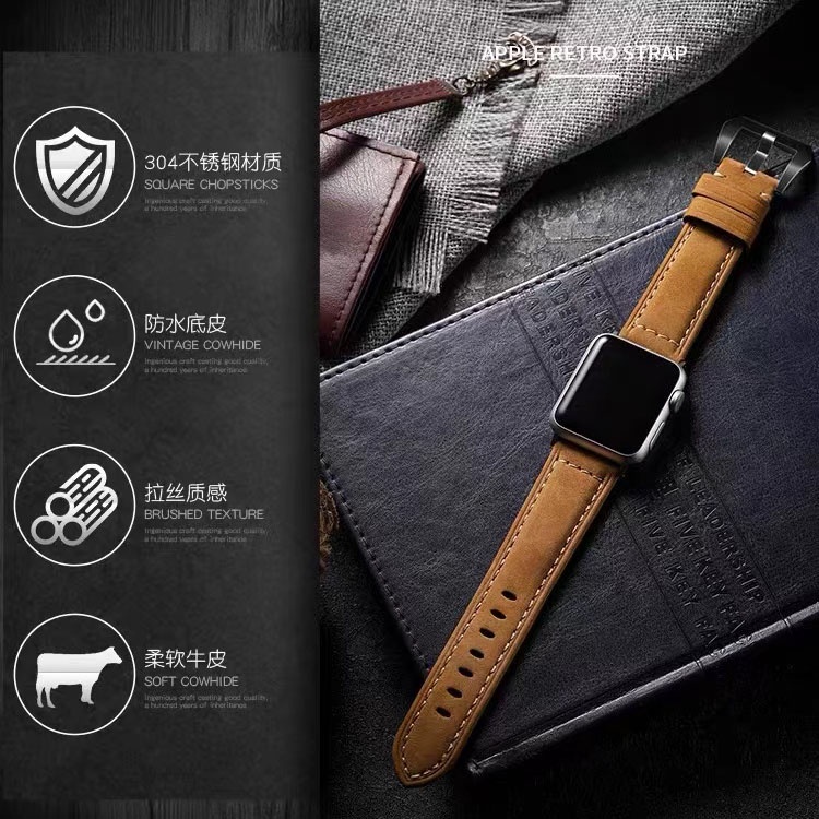 Fo สายนาฬิกาข้อมือหนัง คุณภาพสูง สําหรับ Apple Watch Series 7 8 123456 Se สายนาฬิกาข้อมืออัลตร้า 49 มม. 44 มม. 40 มม. 45 มม. 41 มม. 38 มม. 42 มม.