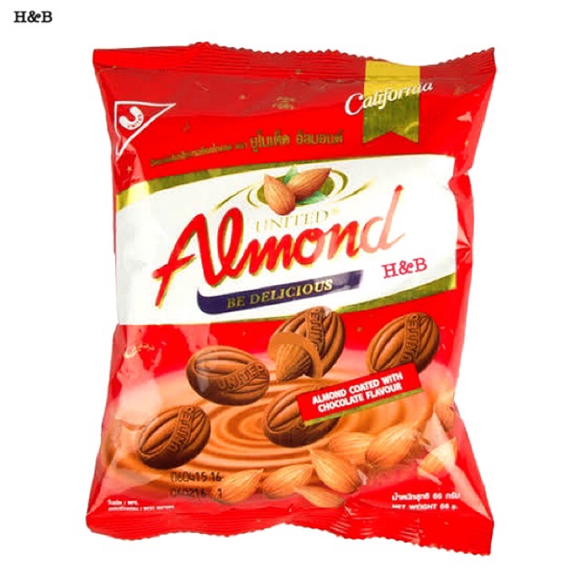 ช็อกโกแลต แอลมอนด์ ตรา United (275กรัม) อัลมอนด์เคลือบช็อกโกแลต Almond Chocolate