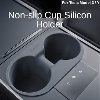 Tesla อุปกรณ์เสริมJowua For Tesla Model 3 Y Car Water Cu Slot Sli Holder Accessories Silicone Water roof Coasters Double