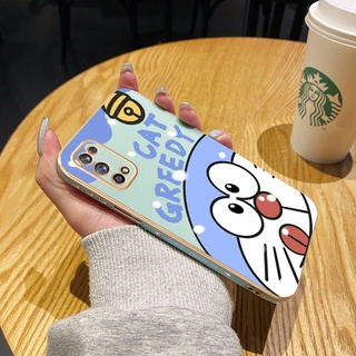 สําหรับ Realme 7 Pro เคส ขอบนิ่ม สี่เหลี่ยม ดีไซน์ใหม่ เคสโทรศัพท์ ลายการ์ตูนโดราเอมอน แมว น่ารัก เคสนิ่ม กล้องหลังเต็มรูปแบบ