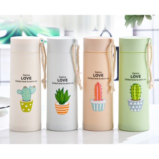 📌พร้อมส่ง📌 ขวดน้ำร้อน-เย็น Cactus เคลือบพลาสติก น่ารัก*39 ok*