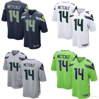 เสื้อกีฬาแขนสั้น ลายทีมชาติฟุตบอล Seattle Seahawks NFL No.14 METCAFL ชุดเหย้า สําหรับผู้ชาย และผู้หญิง