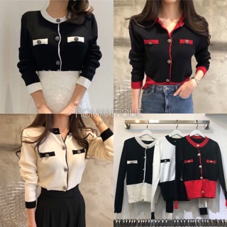 พร้อมส่ง  เสื้อคลุมไหมพรมทอขอบสลับสี งานเนื้อนุ่มมากคะ