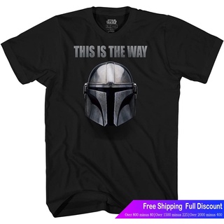 ผ้าฝ้ายแท้ดิสนีย์เสื้อยืดลำลอง Star Wars The Mandalorian This Is The Way T-Shirt Disney TeamS-4XL