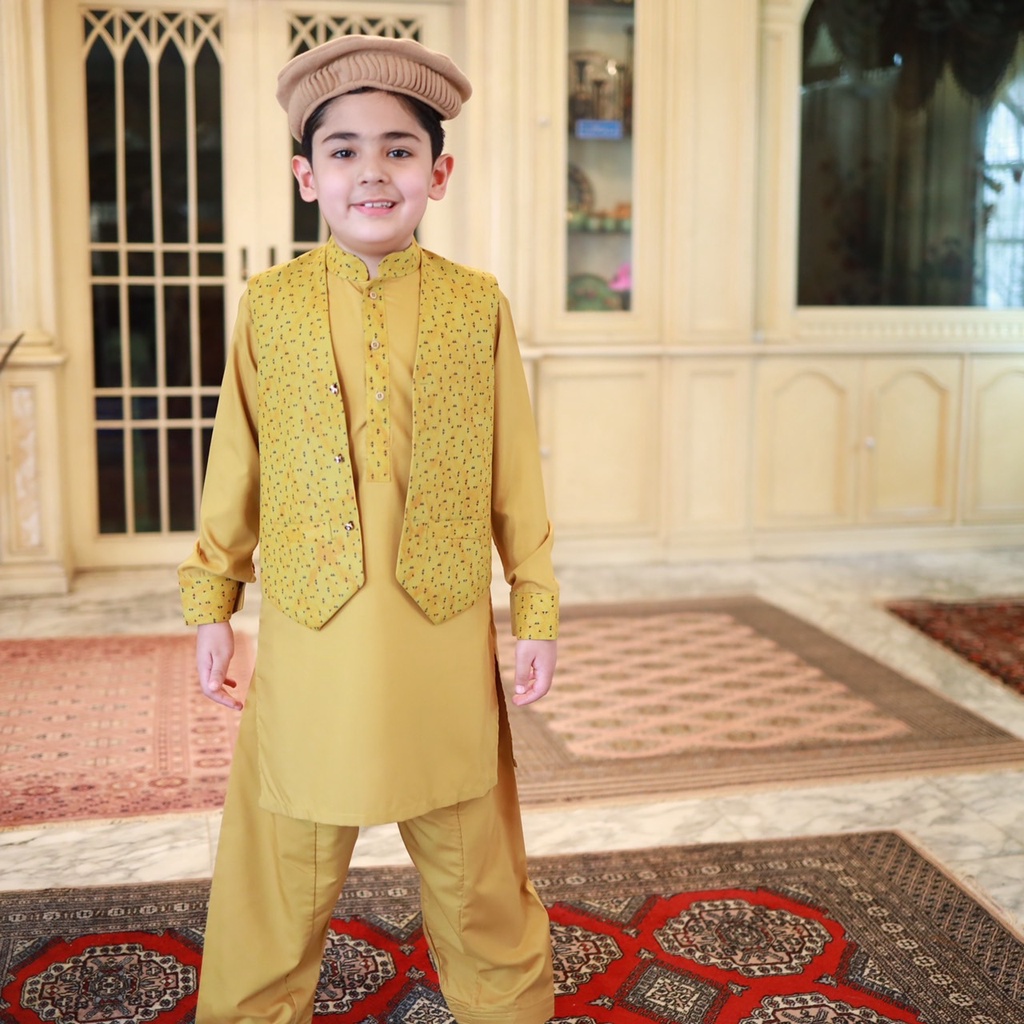 ชุดปากีเด็กชาย (เสื้อ+กางเกง+เสื้อกั๊ก) ผ้าคอตต้อลนิ่มอย่างดี รุ่น BCA50