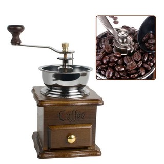 New Alitech เครื่องบดเมล็ดกาแฟ เครื่องบดกาแฟ Coffee Grinder แบบมือหมุน สแตนเลส (กล่องไม้คลาสสิค)**พร้อมส่ง**