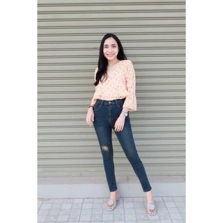 Cc jeans 159 S-5XL กางเกงยีนส์ผู้หญิง เอวสูง เดฟ ยีนส์ขาด