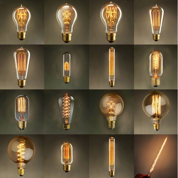 E27 หลอดไฟ ไส้ทังสเตน วินเทจ​ หรือ​ หลอดไฟเอดิสัน  และ หลอดไฟLED E27 รุ่น​ G80 G95 A60 ST64 ST58 T10