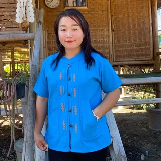 เสื้อผ้าฝ้ายเมืองเหนือ งานผ้าฝ้าย งานปักจักร กระเป๋าโค้ง สวยงาม  handmade อก 36 38,40,42 44 46 นิ้ว