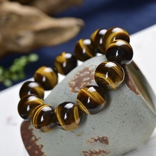 สร้อยข้อมือลูกปัดหินตาเสือสีเหลืองธรรมชาติสําหรับผู้ชายและผู้หญิงคู่เสน่ห์โชคดีโชคดีรักษาลูกปัดโยคะสมาธิแฟชั่นสร้อยข้อมือย้อนยุ