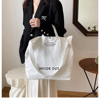 canvas cross tote bag กระเป๋าผ้าใบรุ่น Inside out แบบถือและสะพายไหล่ พร้อมส่ง