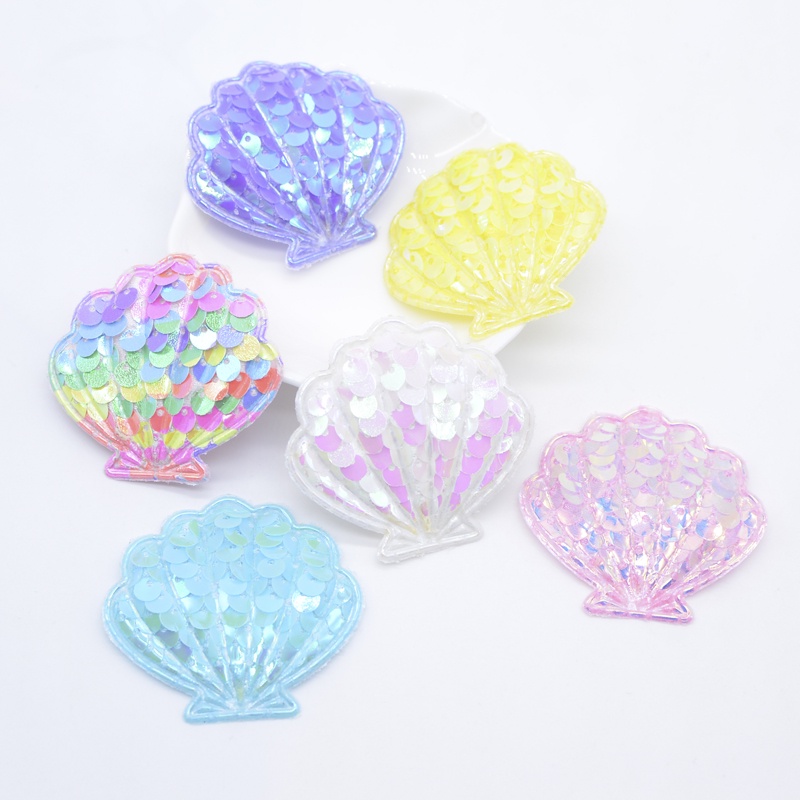12 ชิ้น 48*45 มิลลิเมตรเชลล์ Appliques เลื่อม Embroider แพทช์ Scrapbooking