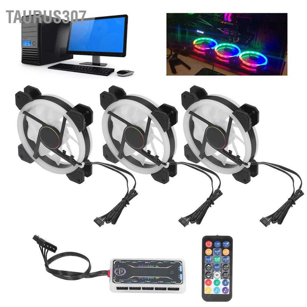 Taurus307 3Pcs RGB Case Fan 120mm Super Quiet Multiple Light Modes Shockproof Design PC Fans with Controller Screws #8