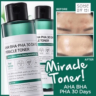 พร้อมส่ง!!  โทนเนอร์ รักษาสิว AHA-BHA-PHA 30Days Miracle Tonner 120ml.