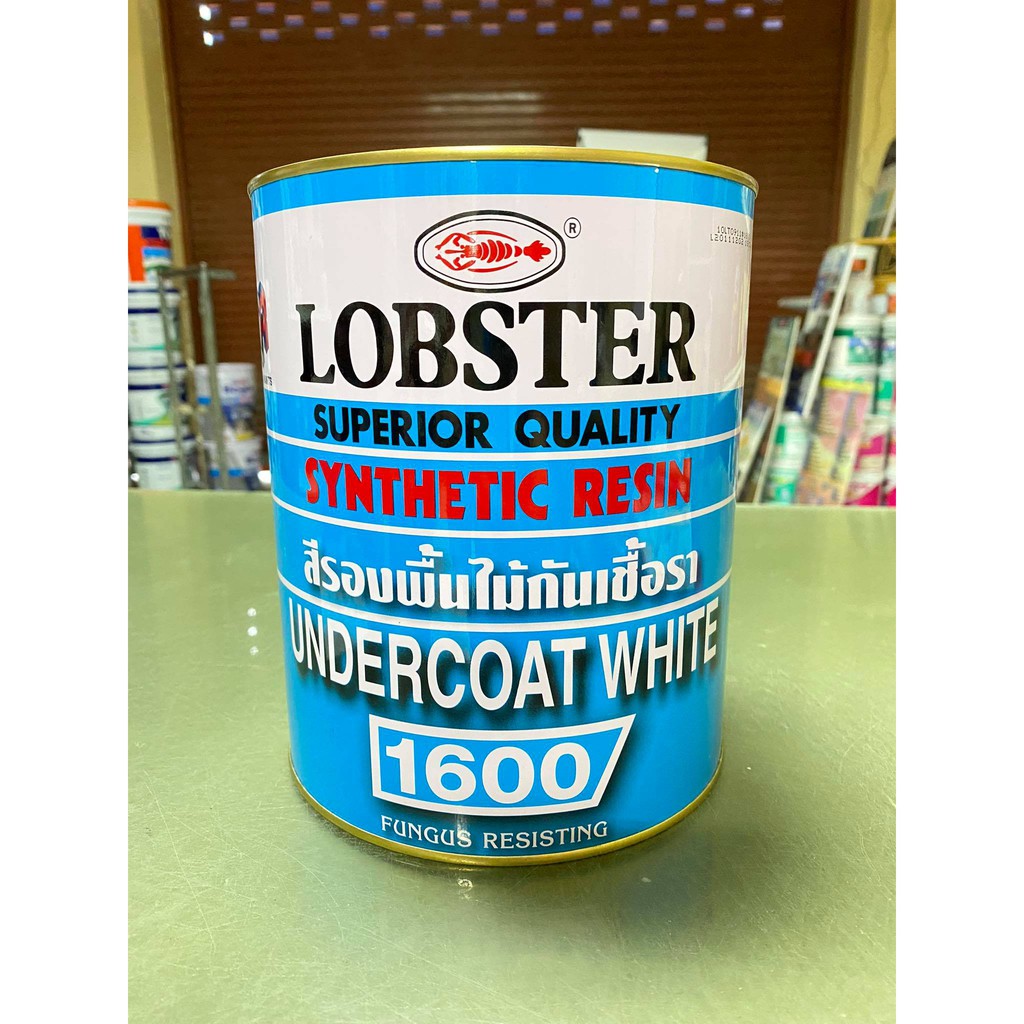 สีรองพื้นไม้กันเชื้อรา ล็อบสเตอร์ (ตรากุ้ง) สีขาว ขนาด 3.5 ลิตร LOBSTER Undercoat White No. 1600