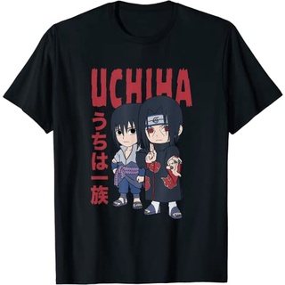 เสื้อยืดผ้าฝ้ายพรีเมี่ยม เสื้อยืด พิมพ์ลาย Naruto Shippuden Chibi Uchiha Pose