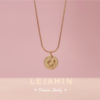 LEIAHIN สร้อยคอไทเทเนียม ชุบทอง 18k จี้รูปดวงจันทร์ และดาว เครื่องประดับแฟชั่น สําหรับผู้หญิง