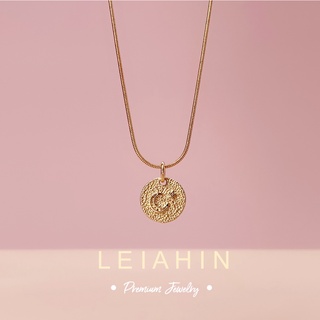 LEIAHIN สร้อยคอไทเทเนียม ชุบทอง 18k จี้รูปดวงจันทร์ และดาว เครื่องประดับแฟชั่น สําหรับผู้หญิง