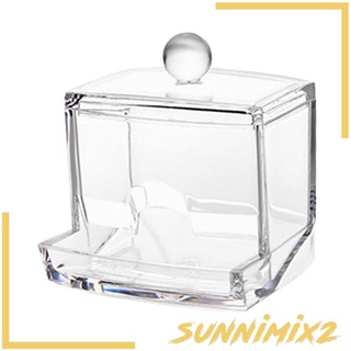 [sunnimix2] กล่องอะคริลิคใส พร้อมฝาปิด สําหรับใส่สําลีก้าน เครื่องสําอาง