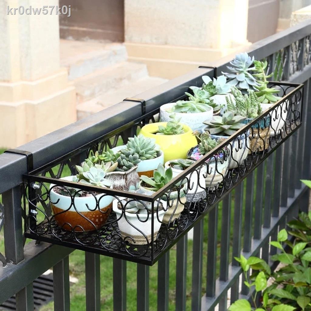 Balcony Flower Pot Railing Shelf Metal Hanging Flower Rack Pot Stand ...