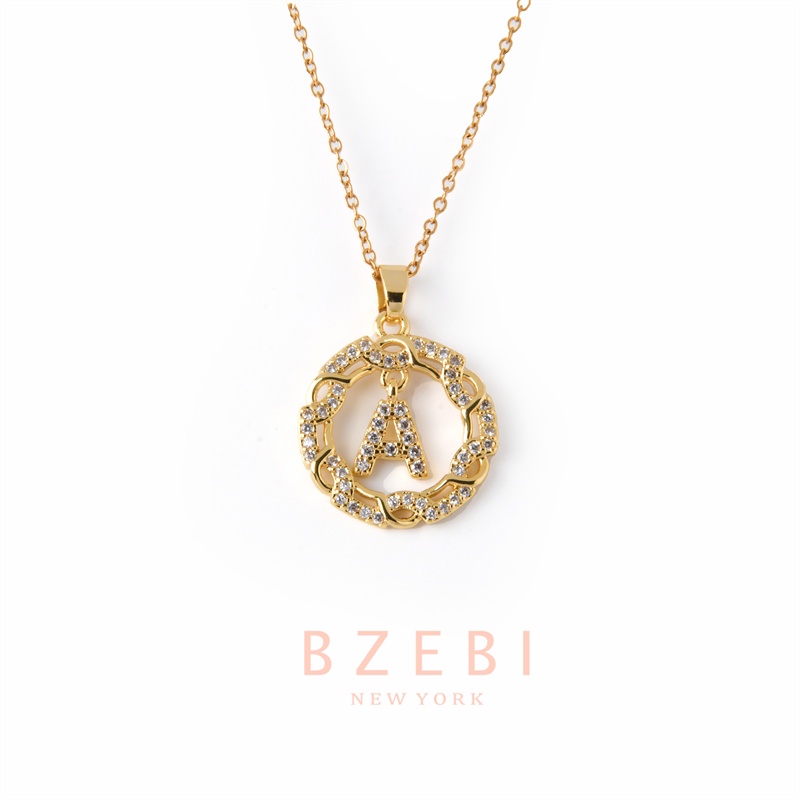 BZEBI สร้อยคอตัวอักษร a z แฟชั่น จี้ ผู้หญิง พร้อม Lisa ทรงสี่เหลี่ยม A-Z พร้อมจี้ ตัวหนังสือภาษาอังกฤษ สําหรับผู้หญิง 1105n