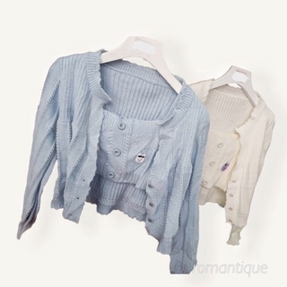 Set เสื้อไหมพรมสายเดี่ยวมาพร้อมเสื้อคลุม