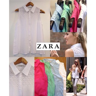 🙋NEW IN🙆พร้อมส่ง Lace Top ZARA **งานแท้ เสื้อแขนกุด ทอลูกไม้ช่วงเหนืออก และหลัง เนื้อผ้านิ่ม