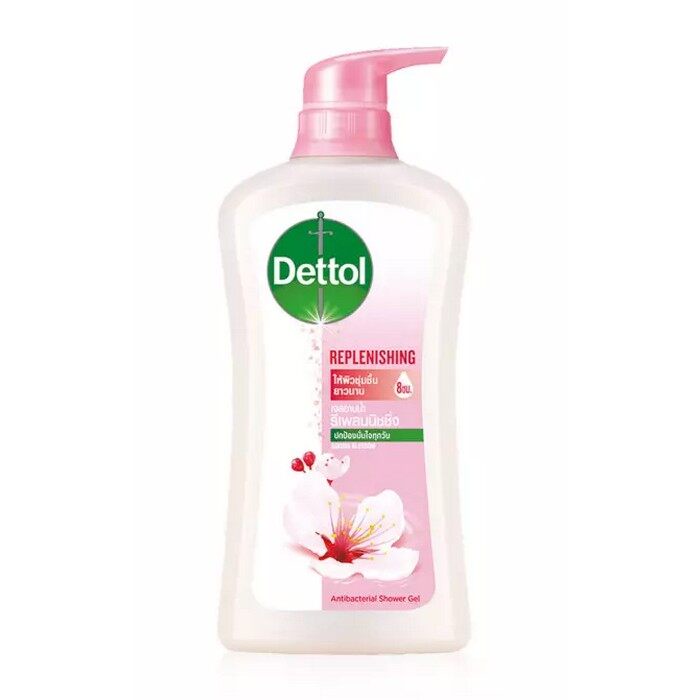 เดทตอล สบู่เหลวอาบน้ำ แอนตี้แบคทีเรีย รีเพลนนิชชิ่ง 500 มล. x 4 Dettol shower gel anti-bacteria Replenishing 500 ml. x 4