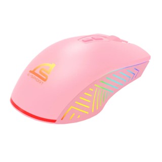 SIGNO ⚡️FLASH SALE⚡️(ราคาพิเศษ)New GM-951P Pinkker Gaming เมาส์มาโคร 7 ปุ่ม สีชมพู รับประกันศูนย์ 2ปี