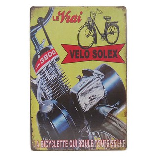 ป้ายสังกะสีวินเทจ 1962 Velo Solex 2200 French Motorbike