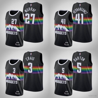 เสื้อกีฬาบาสเก็ตบอล แขนกุด ลายทีม BKB NBA Jersey Nuggets Barton Craig Hernangomez Murray สไตล์คลาสสิก