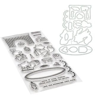 ST❀ Warm Stove Cutting Dies Clear Stamp DIY Scrapbooking for Paper Card Embossing