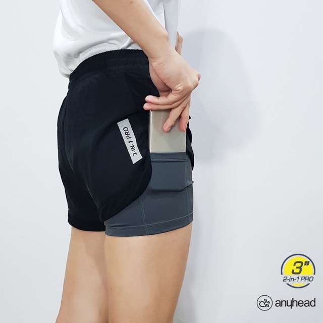 ANYHEAD กางเกงวิ่ง 2in1 Pro ขาสั้น 3 นิ้ว แห้งไว กระชับ รูปที่ 4