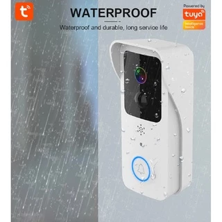 Tuya T32 กล้องกริ่งประตูกันน้ำ Wi-Fi 1080P แบบใช้ถ่านหรือต่อสายไฟ 16-24V สื่อสารสองทาง-Doorbell