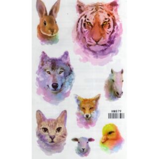 Tattoo ลาย Animal สีน้ำ Art แท็ททู สติกเกอร์​ HM879