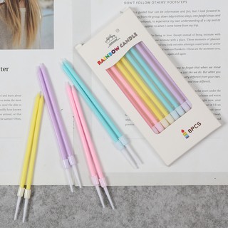 SP326🌈เทียนวันเกิดแบบด้มยาว สีพาสเทลอย่างดี