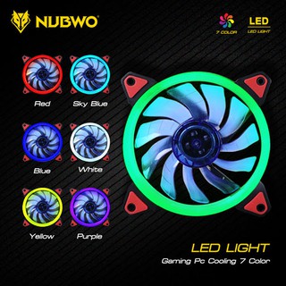 พัดลม ระบายความร้อน คอมพิวเตอร์  NUBWO ขนาด 12 cm รุ่น NFT-312 LED 7 สี.