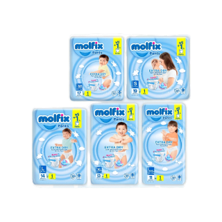 ห่อเล็ก] Molfix Extra Dry ผ้าอ้อมเด็ก โมลฟิกซ์ ผ้าอ้อมสำเร็จรูป ราคาถูก