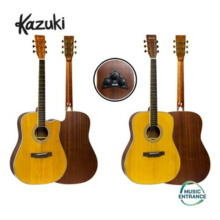 Kazuki Lite Top Solid Acoustic Guitar Vintage Natural ขนาด 41 นิ้ว กีตาร์โปร่งไฟฟ้า Trans Acoustic Tac-1 แถมฟรี กระเป๋า